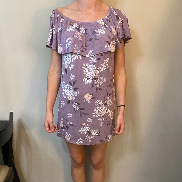 Purple Floral Midi Dress - Picture 3 of 4